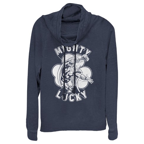 Juniors Womens Marvel St. Patrick's Day Thor Mighty Lucky Clover Cowl Neck Sweatshirt - image 1 of 3