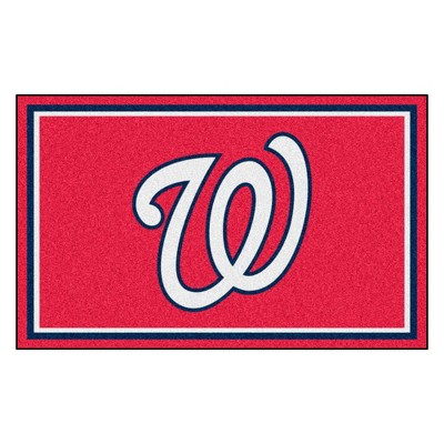 MLB Washington Nationals 4'x6' W Logo Plush Area Rug - Red