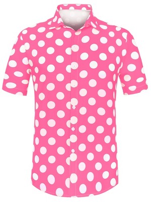 Lars Amadeus Men's Summer Polka Dots Button Down Short Sleeves Hawaiian Shirts