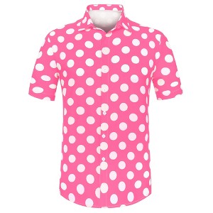 Lars Amadeus Men's Summer Polka Dots Button Down Short Sleeves Hawaiian Shirts - 1 of 4