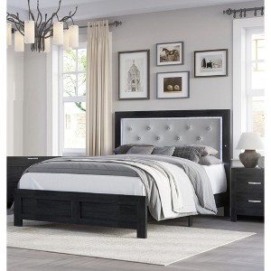 Okak Luxury Style Queen/King Button Tufted Bedroom Bed Frame with PU Upholstered Headboard,Modern Soft Bed No Box Spring Needed - 1 of 4