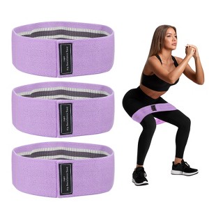 Unique Bargains Elastic Fabric Non-Slip Workout Loops Leg Booty Resistance Bands 3 Pcs - 1 of 3