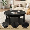 Airsurfer 31.5 Inch Solid Wood Round Coffee Table for Living Room,2-Tier Rustic Wood Desktop with Storage Shelf Modern Design Home Furniture - 4 of 4