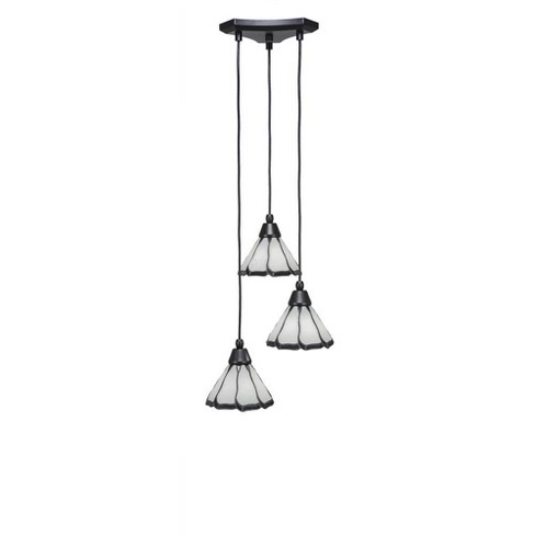 Toltec Lighting Europa 3 - Light Pendant in  Matte Black with 7" Pearl & Black Flair Art Glass Shade - image 1 of 1