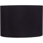 Brentwood Black Medium Hardback Drum Lamp Shade 16" Top x 16" Bottom x 11" High (Spider) Replacement with Harp and Finial