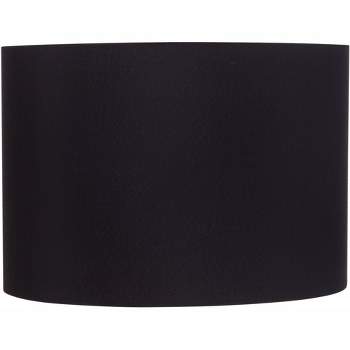 Springcrest Black Medium Hardback Drum Lamp Shade 16" Top x 16" Bottom x 11" High (Spider) Replacement with Harp and Finial