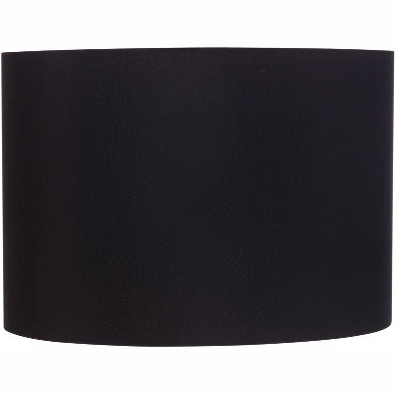 Springcrest Black Medium Hardback Drum Lamp Shade 16" Top x 16" Bottom x 11" High (Spider) Replacement with Harp and Finial, 1 of 9