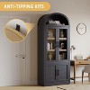 Arched Bookcase with Doors Modern Bookshelf with Storage Wooden Display Cabinet - 4 of 4