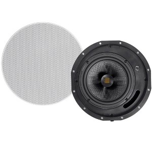 Monoprice Amber 2-Way Carbon Fiber Ceiling Speakers - 8 Inch With Magnetic Grille And Ribbon Tweeter (Pair) - 1 of 4