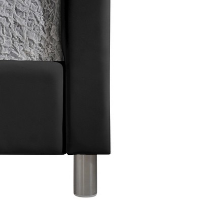 Queen Black Faux Leather Tufted Upholstered Bed with Nailhead Trim