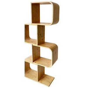 Vynxaria Modern Contemporary Shelf Bamboo, Square Shape, Multi-tier Open Shelves, Large Space, Natural (1pc Only) - 1 of 4