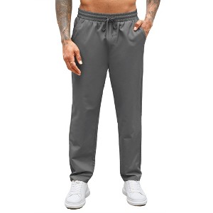 COOFANDY Men's Casual Cotton Pants Regular Fit Elastic Waist Drawstring Twill Pants Straight Leg Chino Pants - 1 of 4