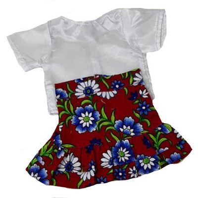 Doll Clothes Superstore Red White And Blue Flower Skirt With White Blouse Fits 18 Inch Girl Dolls