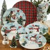 11" 4pk Earthenware Watercolor Snowman Dinner Plates - Certified International: Christmas Dinnerware, Dishwasher-Safe - 2 of 2