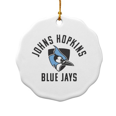 Johns Hopkins University Blue Jays Logo Porcelain Scalloped Holiday Christmas Tree Ornament