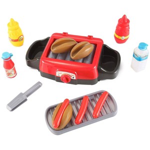 JuzToys Pretend Grill Hot Dog Roller Toy – Pretend Play Kitchen Food Playset Toys for Kids – Red/Black - 1 of 4