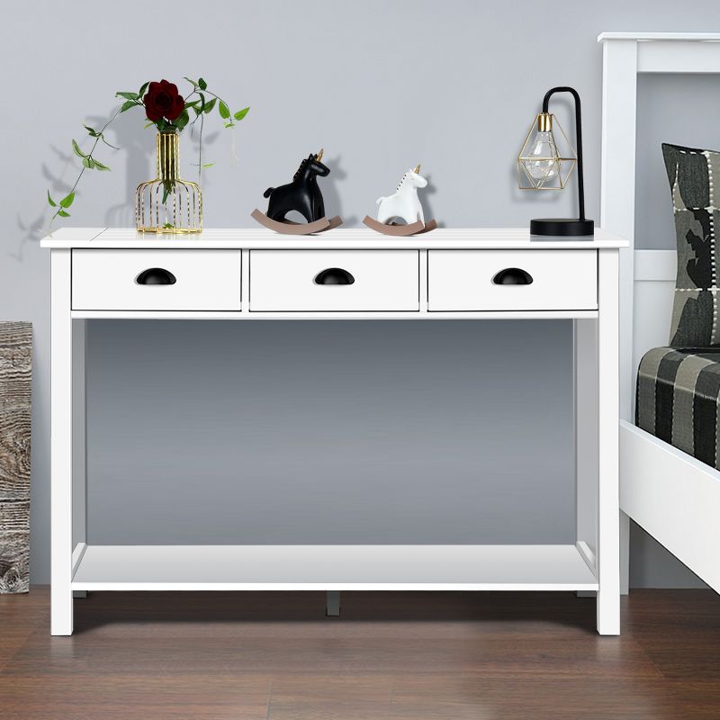 Costway 47'' Console Table Hall Table Side Desk Accent Table Drawers Shelf Entryway White, 4 of 11