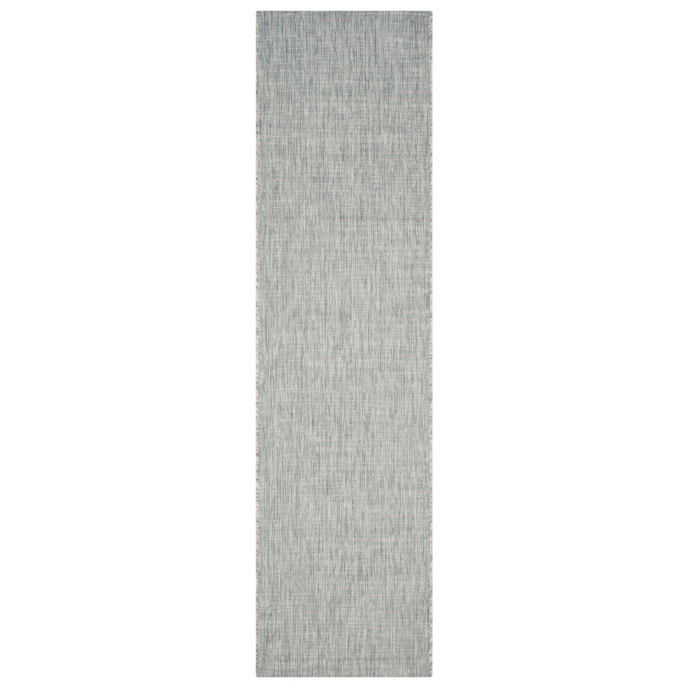 2'3inX12' Runner Jenkin Patio Rug Gray/Turquoise - Safavieh