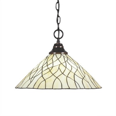 Toltec Lighting Any 1 - Light Pendant in  Black Copper with 16" Sandhill Art Glass Shade