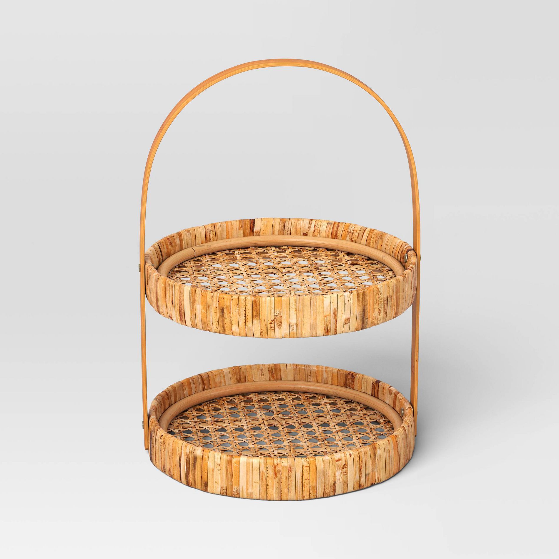 11" Rattan Cane Serving Tiered Stand - Threshold™
