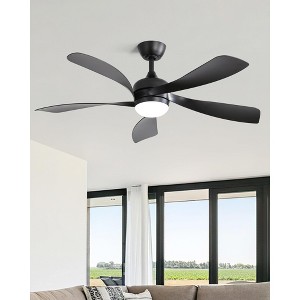 HOMLUX 52" Low Profile Remote Control Ceiling Fan W/Light and Reversible Motor,Black/Walnut - 1 of 4