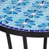 Teal Island Designs Coastal Black Round Outdoor Accent Side Tables 14" Wide Set of 2 Blue Stars Mosaic Tabletop Front Porch Patio Home House - 3 of 4