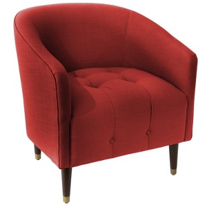 Modern Tufted Tub Chair Red Linen - Skyline Furniture