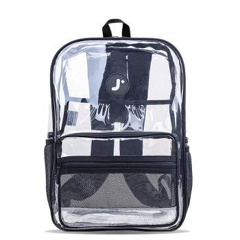 JWorld Clear Transparent Tpu 17" Backpack - All Clear: Durable TPU, Water-Resistant, for School, Stadium, Concerts, Up to 16" Laptop Sleeve