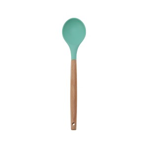 Unique Bargains Spoon Hand Wash Only Large Solid Spoon Silicone Wooden Handle 12.6" 1 Pc - 1 of 4