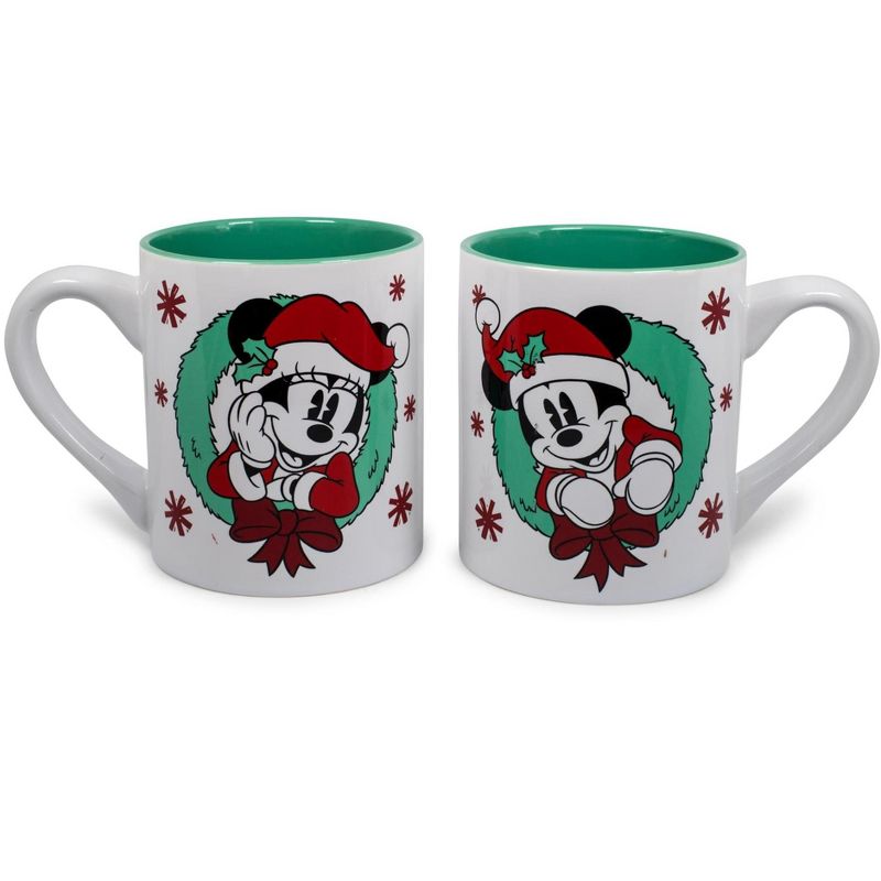 Silver Buffalo Mickey and Minnie Mouse Holiday Mugs, Set of 2 | Each Holds 14 Ounces, 1 of 8