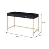 Vynxaria Black High Gloss Gold 2-Drawer Desk Modern Glam Design for Luxurious Home Offices - 3 of 4