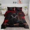 Boersma Panther Comforter Set Full – Black & Red Rose Floral Bedding with 3D Cheetah Leopard Design, Vibrant Quilt with 2 Pillowcases for Couples - 2 of 4