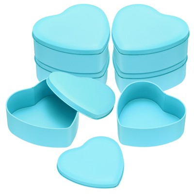 Unique Bargains Heart-Shaped Tinplate Candy Candle Cookie Storage Boxes with Lid 6 Pcs