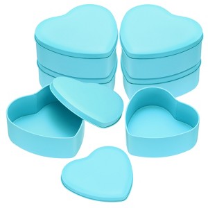 Unique Bargains Heart-Shaped Tinplate Candy Candle Cookie Storage Boxes with Lid 6 Pcs - 1 of 4