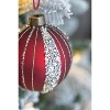 Tramull Set of 6 Glass Christmas Ball Ornaments, 3.9" Glitter Hanging Decor for Holiday Tree & Party Decorations - 3 of 4