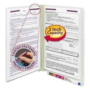 Smead End Tab Pressboard Classification Folders, Two SafeSHIELD Coated Fasteners, 2" Expansion, Legal Size, Gray-Green, 25/Box - 1 of 4