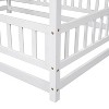 Okak Full Size Bed Frame with House-Style Roof & Fences Guardrails, Modern Floor Bed for Toddlers/Kids Bedroom - 2 of 4