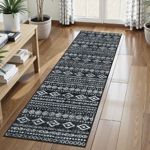 Lahome Boho Moroccan Runner Rug, Washable Black White 2x6 Kitchen Runner Rug Non Slip - 1 of 4