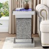 VYNXARIA 11.8" Silver Square Mirrored End Table, Modern Side Table with Crushed Diamond for Living Room - 2 of 4