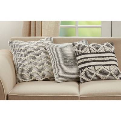 Chevron Textured Cotton Euro Throw Pillow Cover in Black and White