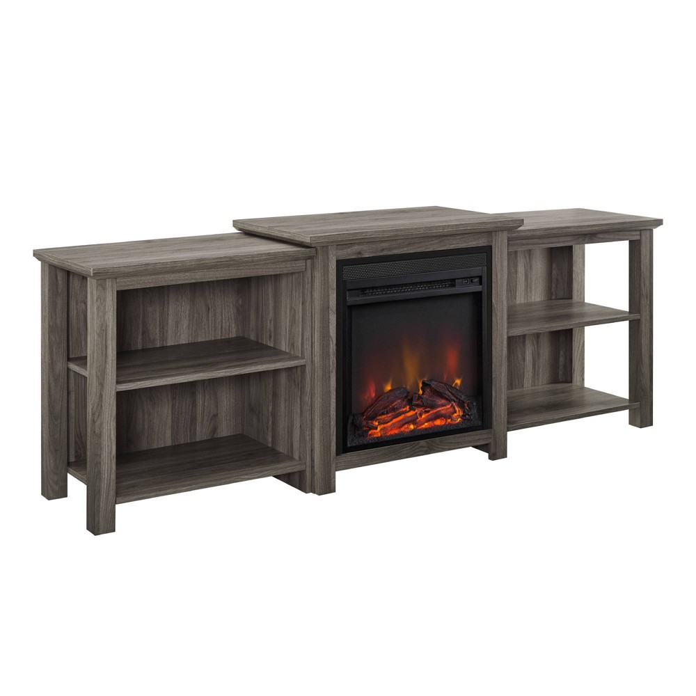 Photos - Mount/Stand Tiered Open Shelf Electric Fireplace TV Stand for TVs up to 30" Slate Gray