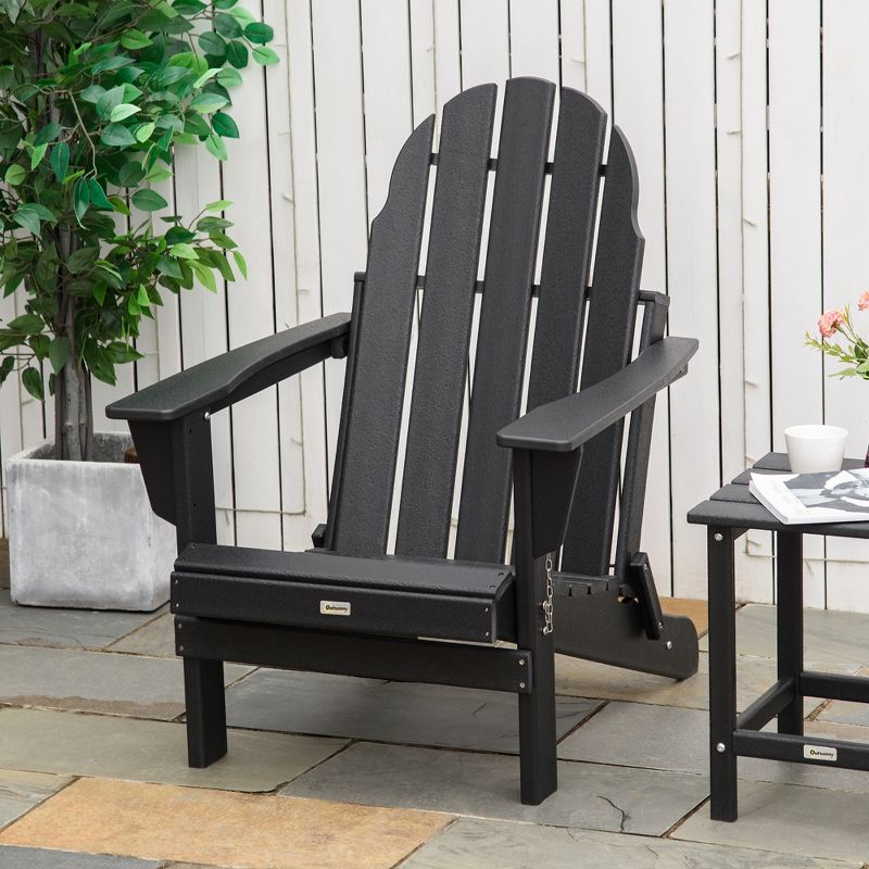 Outsunny Folding Adirondack Chair, Outdoor Fire Pit Seating HDPE Lounger Chair for Patio Deck and Lawn Furnitur, 4 of 12
