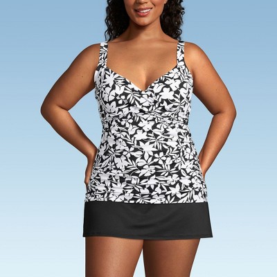 Lands' End Women's Wrap Underwire Tankini Top Swimsuit