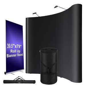 InstaHibit 10x8 Ft Pop Up Backdrop Booth Stand w/ 40"x79" Roll Up Banner Stand - 1 of 4
