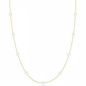 14K Gold Plated Dainty Single Pearl Choker - Trendy Simple Women's Pearl Necklace Jewelry - 1 of 4