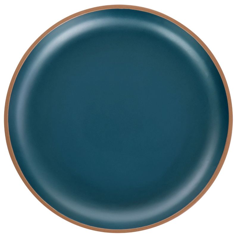 Gibson Home Rockabye 4 Piece Melamine Dinner Plate Set in Dark Teal, 3 of 8