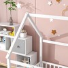 Okak Full Size Bed Frame with House-Style Roof & Fences Guardrails, Modern Floor Bed for Toddlers/Kids Bedroom - 3 of 4