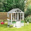 Outsunny Playhouse for Kids Outdoor, Wooden Playhouse with Doors, Windows, Planter Pots and Boxes for Toddlers 3-8 Years, Backyard, Indoor - 2 of 4