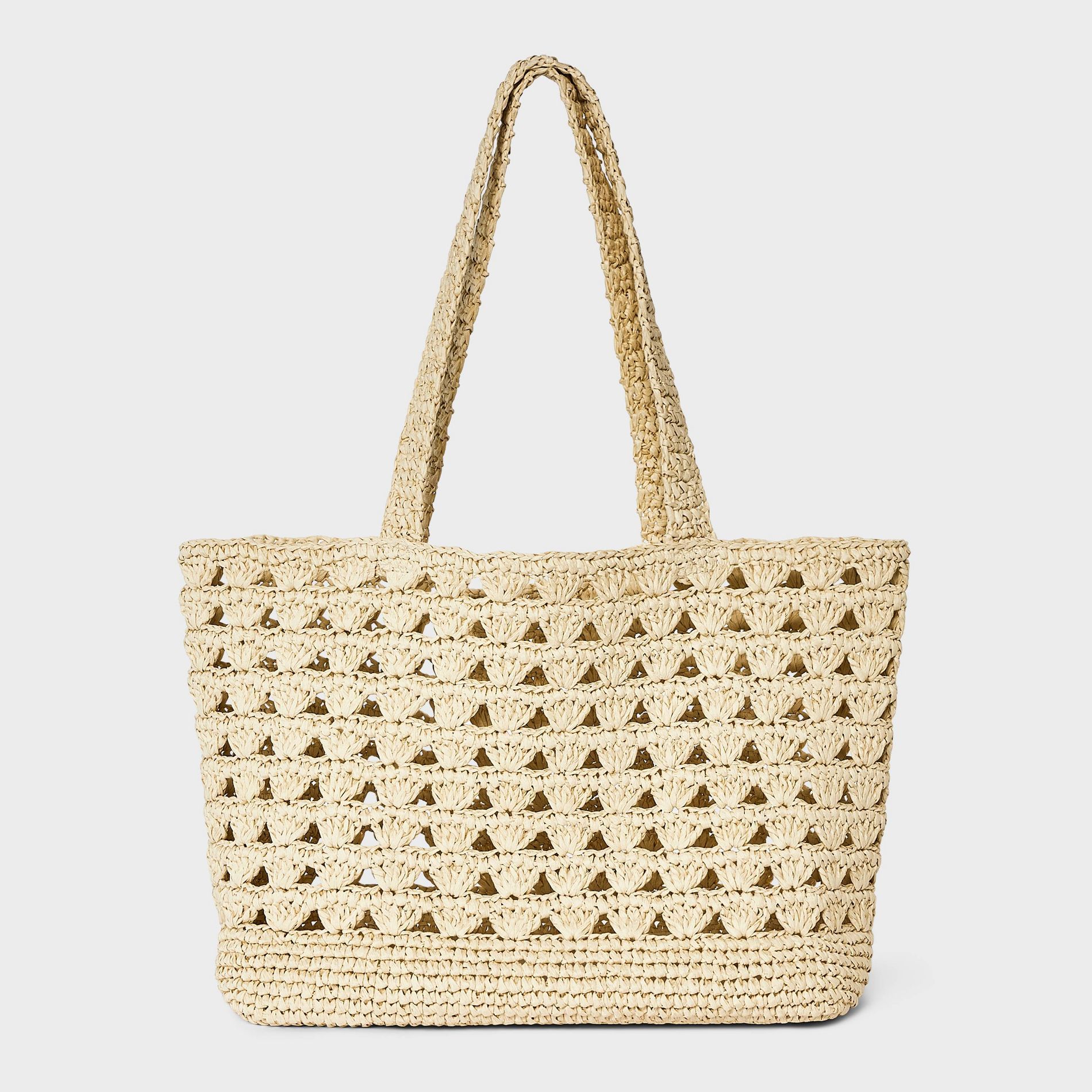 Straw Scallop Woven Tote Handbag - Universal Thread™ Natural
