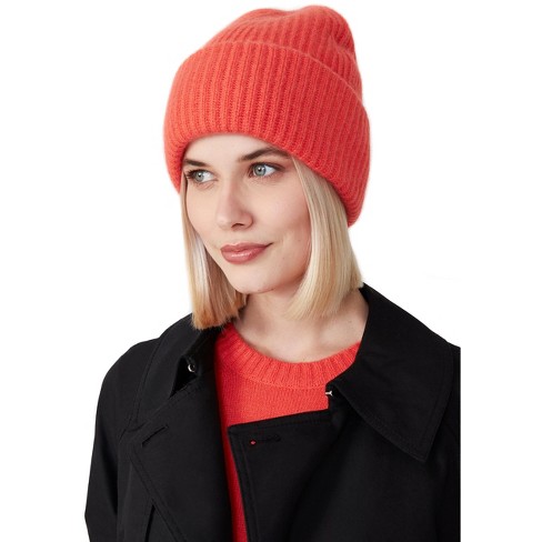 Style Republic 100 Pure Cashmere Chunky Knit Women s Beanie Coral Target